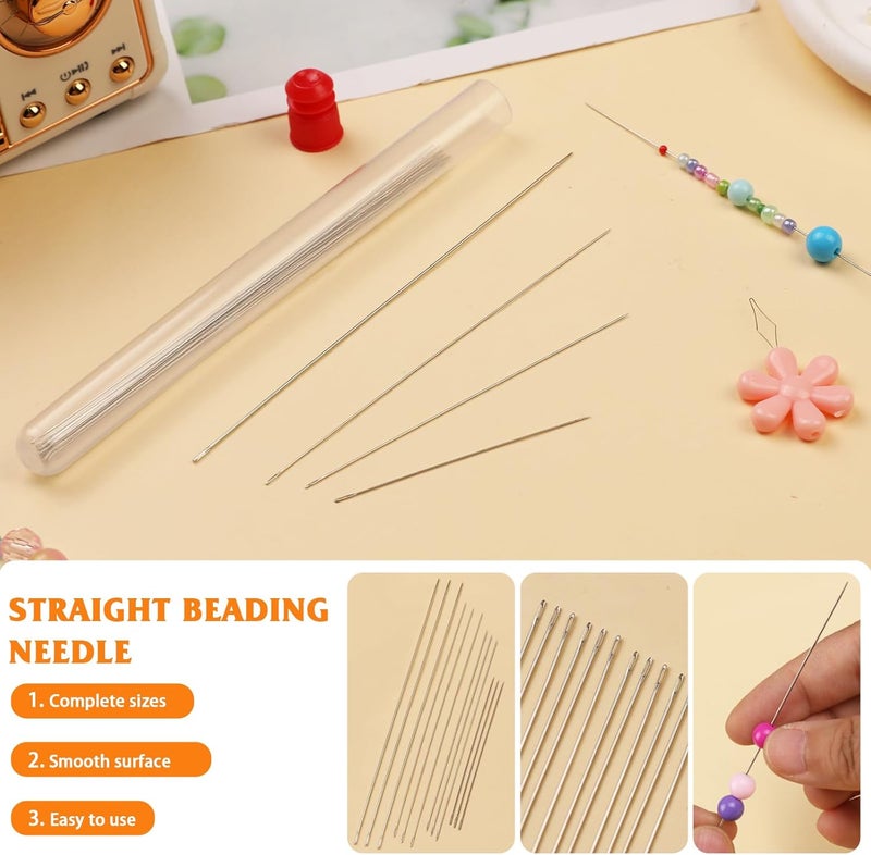 UOOU 39 Pcs Beading Needles for Jewelry Making Include 20 Pcs Long Straight Beading Needles,8 Pcs Big Eye Beading Needle,Needles for Seed Beads Set with Yarn Scissors,Thimble,Threaders - Image 4